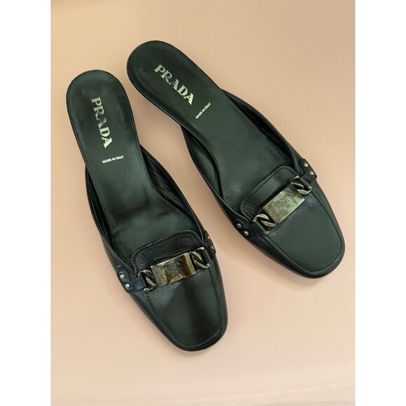 Prada Leather Mules 37.5 womens - used - Picture 2 of 7